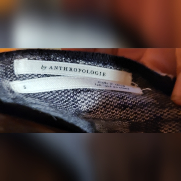 Anthropologie Beatriz Mock Neck Sweater Puff Sleeve Black & White Size  Small - Picture 6 of 7